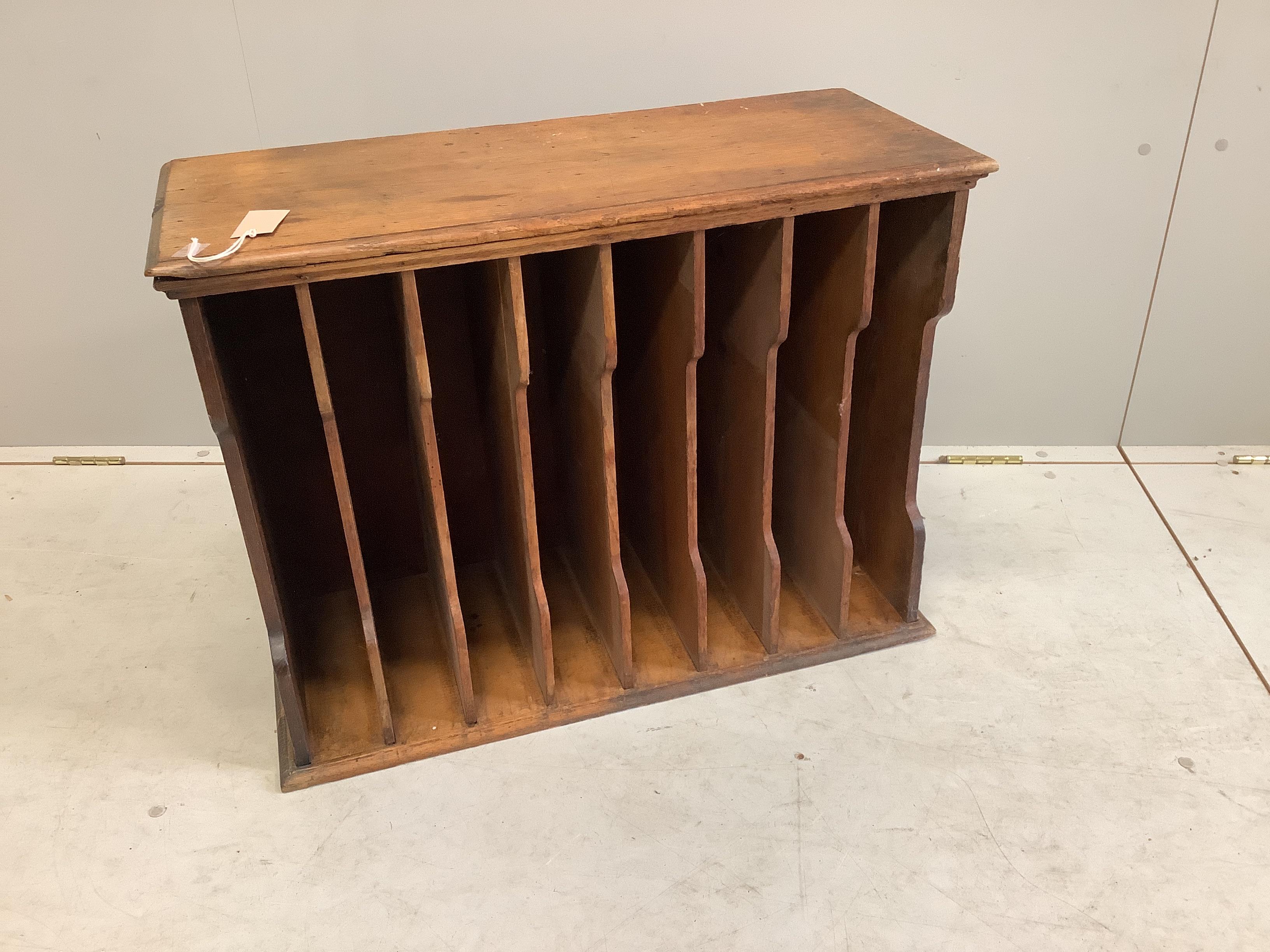 An early 20th century oak eight division filing chest, width 76cm, depth 32cm, height 58cm